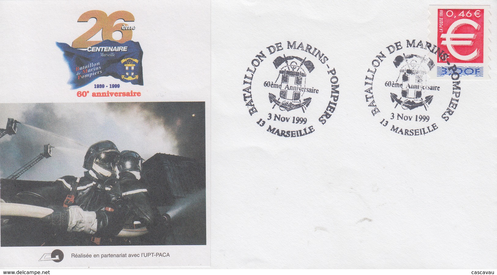 Enveloppe  60éme  Anniversaire   Du   Bataillon  De  Marins  Pompiers  De  La   Ville   De   MARSEILLE   1999 - Sapeurs-Pompiers