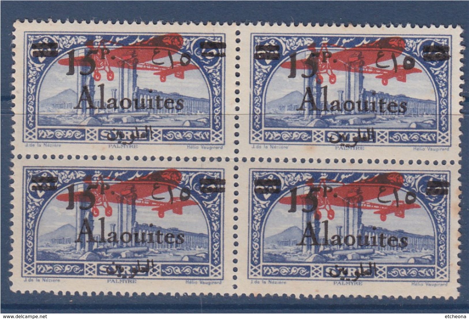 = Timbres De Syrie Surchargés Alaouites Poste Aérienne N°13 Neuf Bloc De 4 - Ungebraucht