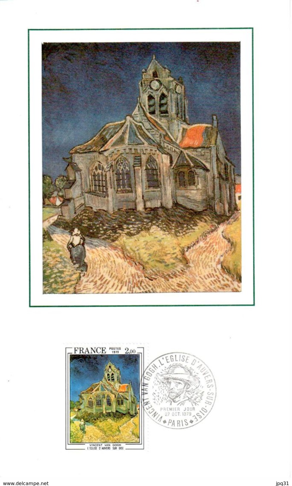 Van Gogh Eglise D'Auvers Sur Oise PJ 27/10/1979 Sur Carton Encart Soie - 1970-1979