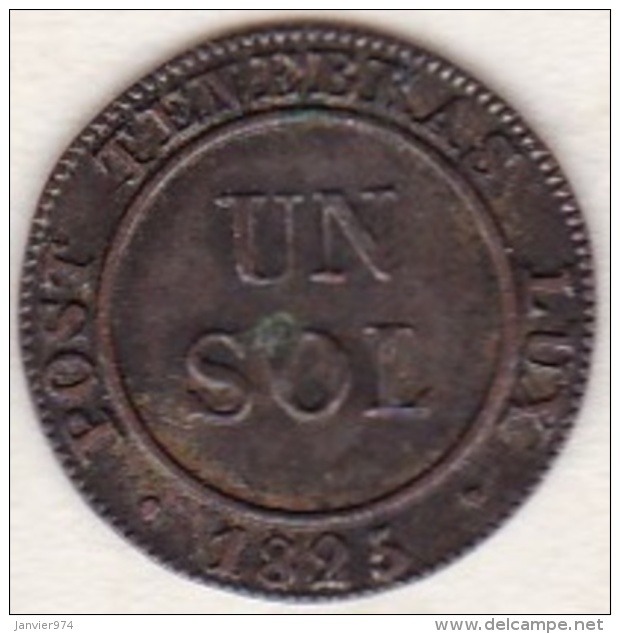 Canton De Genève.  1 Sol 1825 . KM#  120 - Sistema Monetario 1814-1838