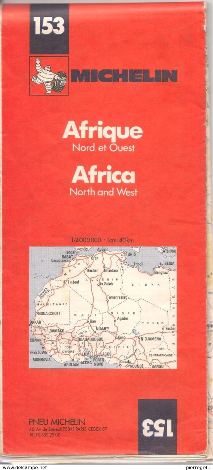 CARTE-ROUTIERE-MICHELIN-N °153-1976 9édit-AFRIQUE NORD & SUD-TBE ETAT-1 Pli Coupé Légerement-RARE - Cartes Routières