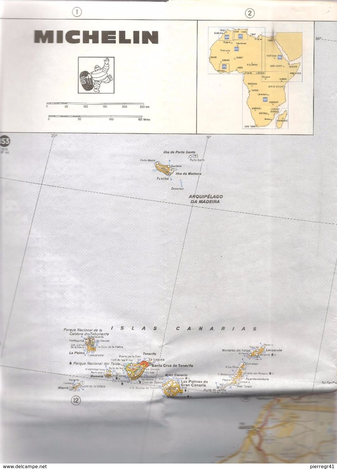 CARTE-ROUTIERE-MICHELIN-N °153-1976 9édit-AFRIQUE NORD & SUD-TBE ETAT-1 Pli Coupé Légerement-RARE - Cartes Routières