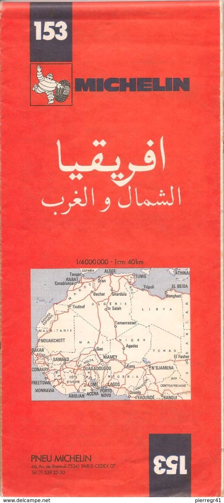 CARTE-ROUTIERE-MICHELIN-N °153-1976 9édit-AFRIQUE NORD & SUD-TBE ETAT-1 Pli Coupé Légerement-RARE - Cartes Routières