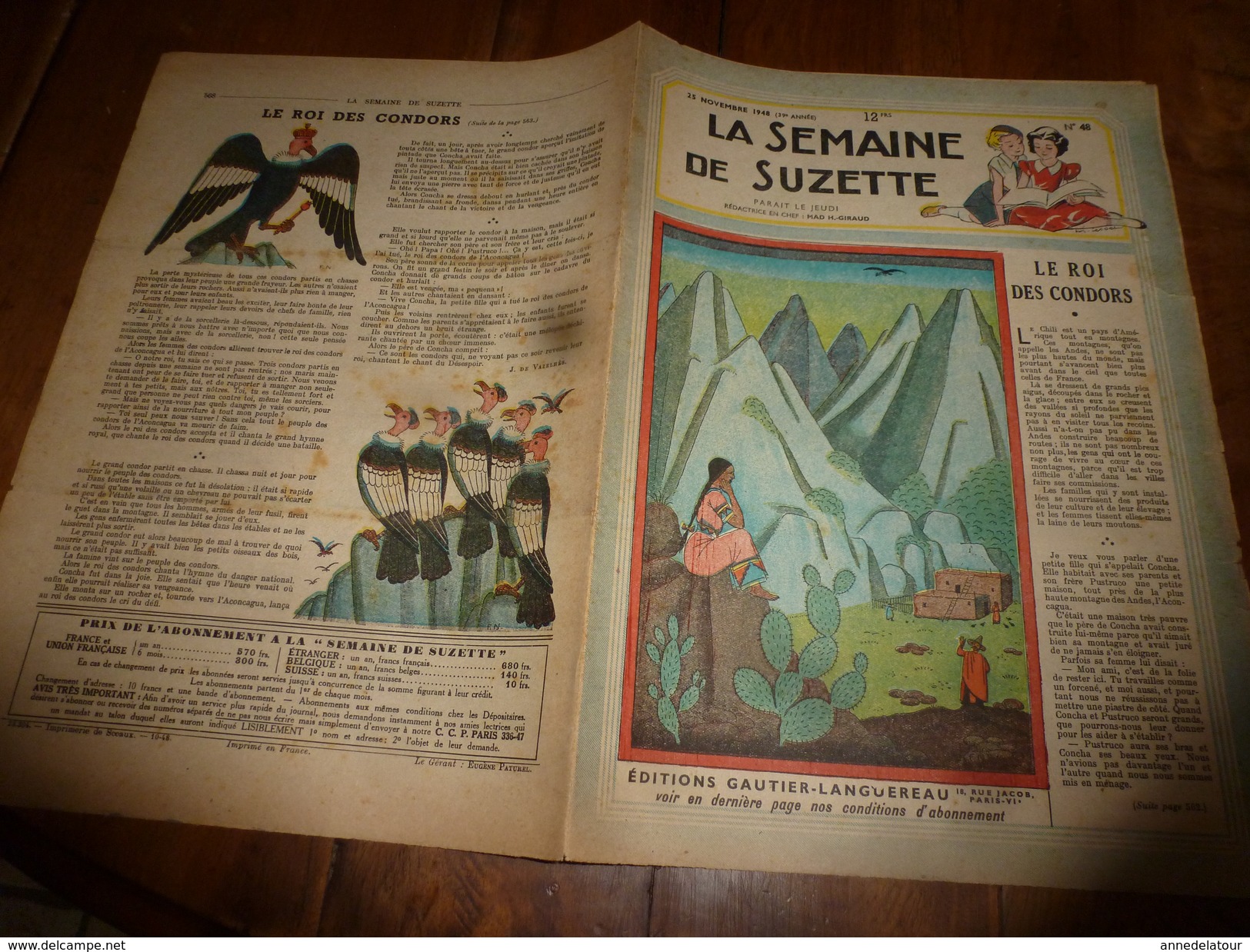 1948  LSDS  (La Semaine De Suzette)  Le Roi Des CONDORS; L'éléphant NOSTRE BIANCO ; Etc - La Semaine De Suzette