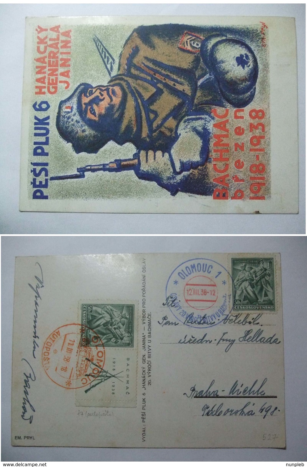 CZECHOSLOVAKIA - 1938 Propagandacard - Bachmac Brezen - Mit Olomouc Autoposta Sonderstempel - Covers & Documents