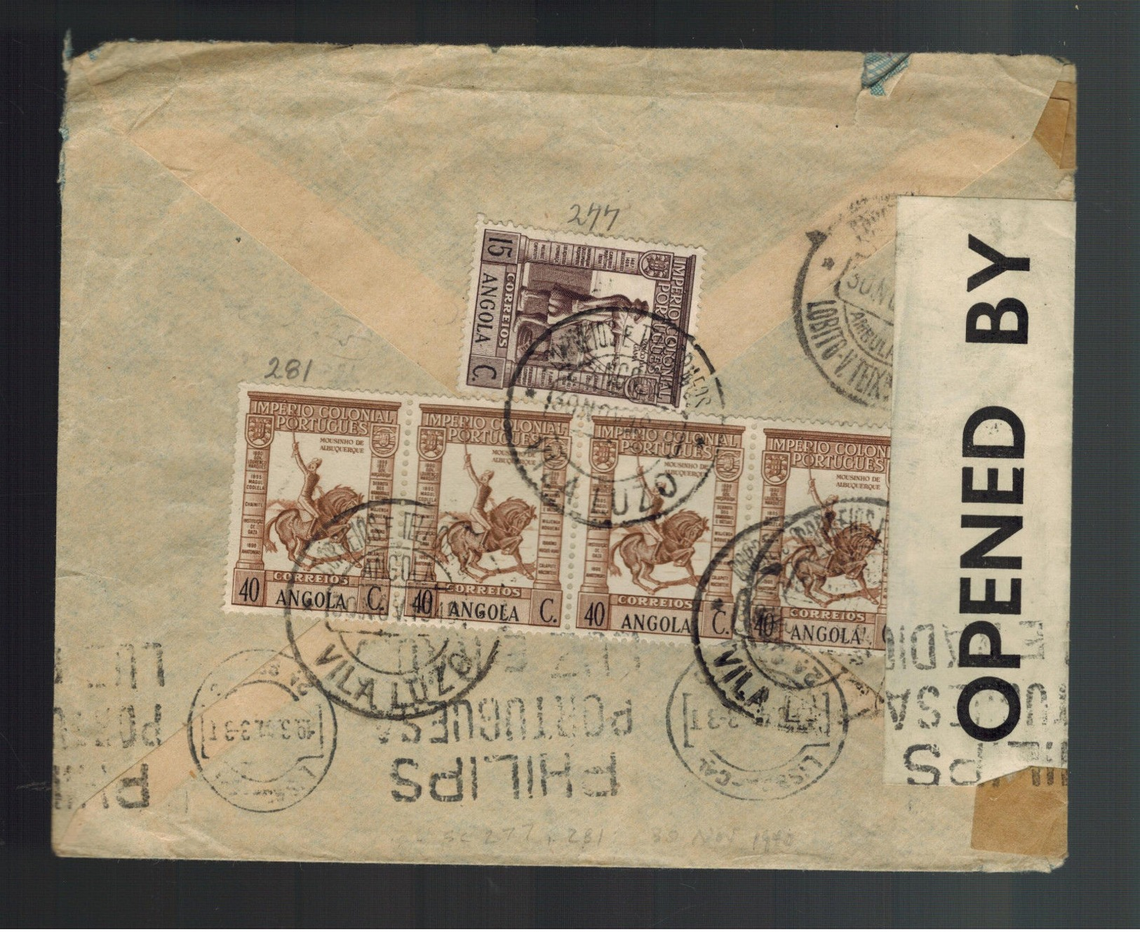 1940 Luanda Angola Censored Cover To Fort Wayne USA Via Lisbon - Angola