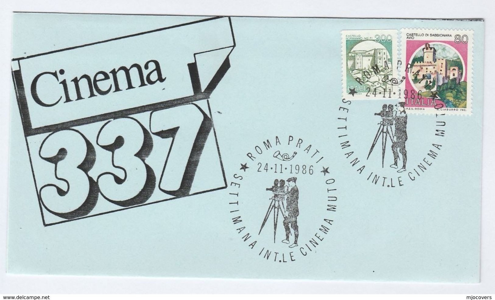 1986 Rome SILENT FILM WEEK  EVENT COVER Illus OLD MOVIE CAMERA Italy Stamps Cinema Photography - 1981-90: Marcophilia