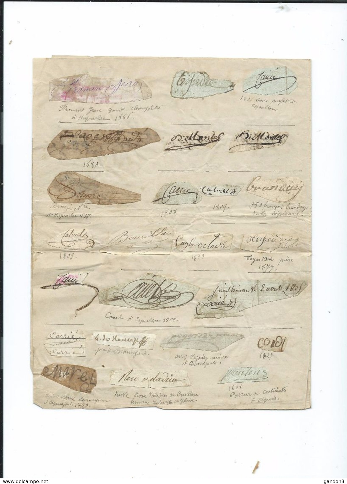 Petit   ALBUM   d' Autographes  des Années  1600  à  1800 et plus - principalement département de l' AVEYRON -