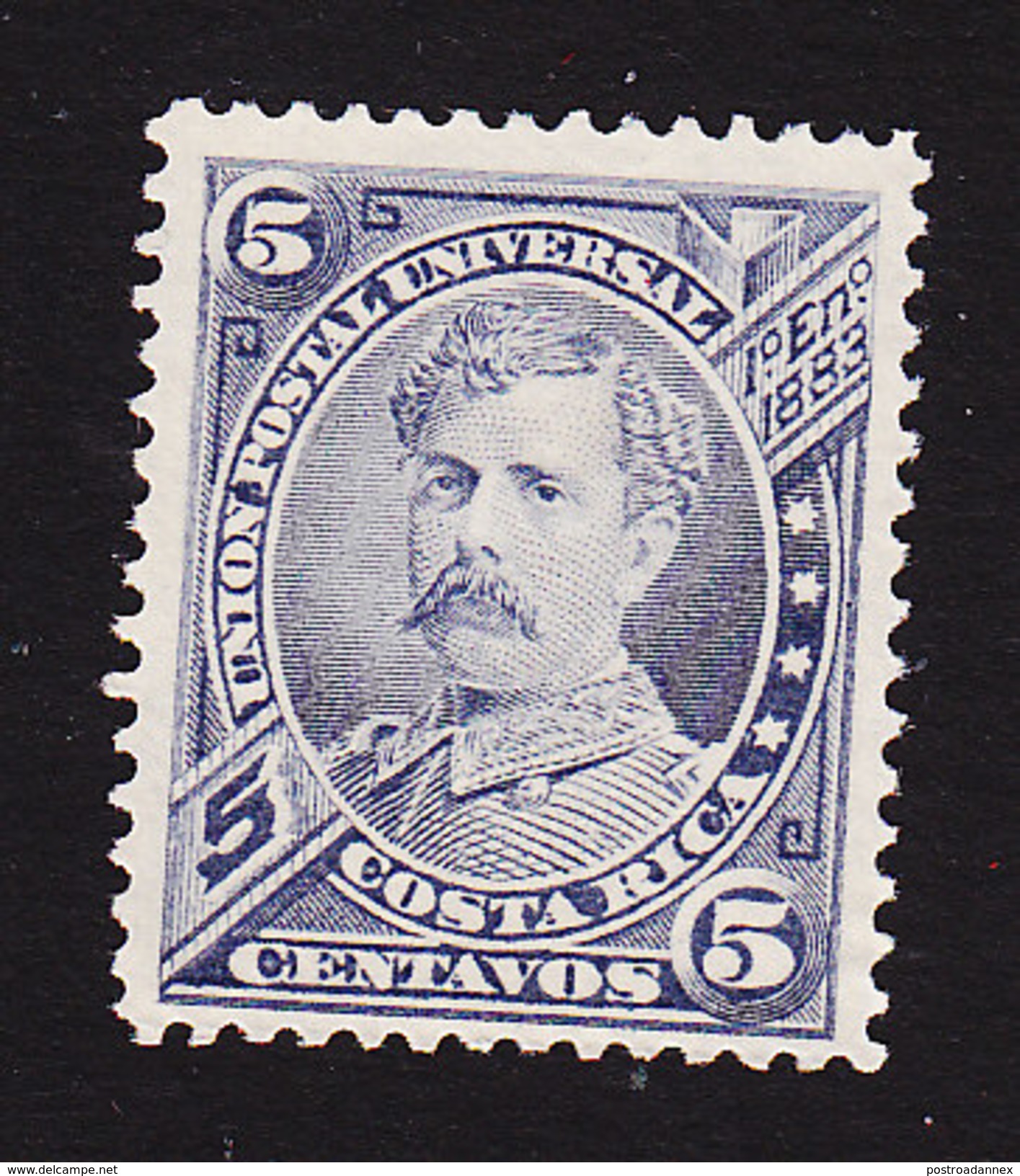 Costa Rica, Scott #21, Mint No Gum, President Bernardo Soto Alfaro, Issued 1887 - Costa Rica