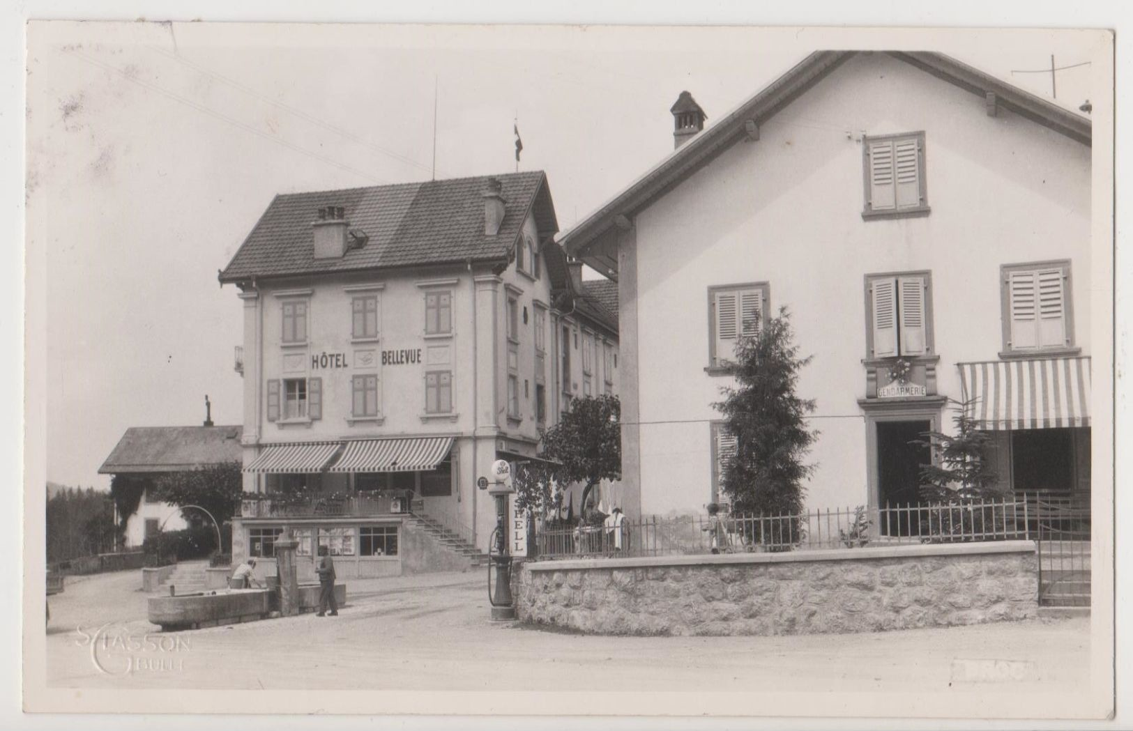 CPA / Broc / Gruyère / Hôtel Bellevue / Gendarmerie / Fribourg / Freiburg / - Broc