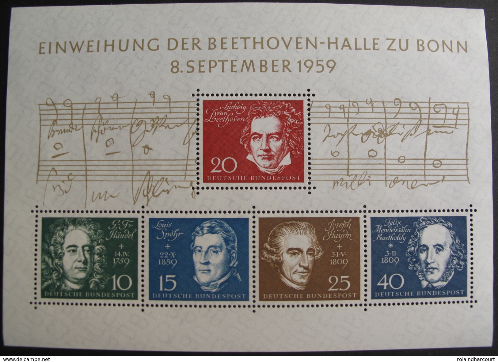 LOT R1703/579 - BLOC FEUILLET N°1 NEUF** - ALLEMAGNE DE L'OUEST - 1959 - BEETHOVEN - BONN - Andere & Zonder Classificatie