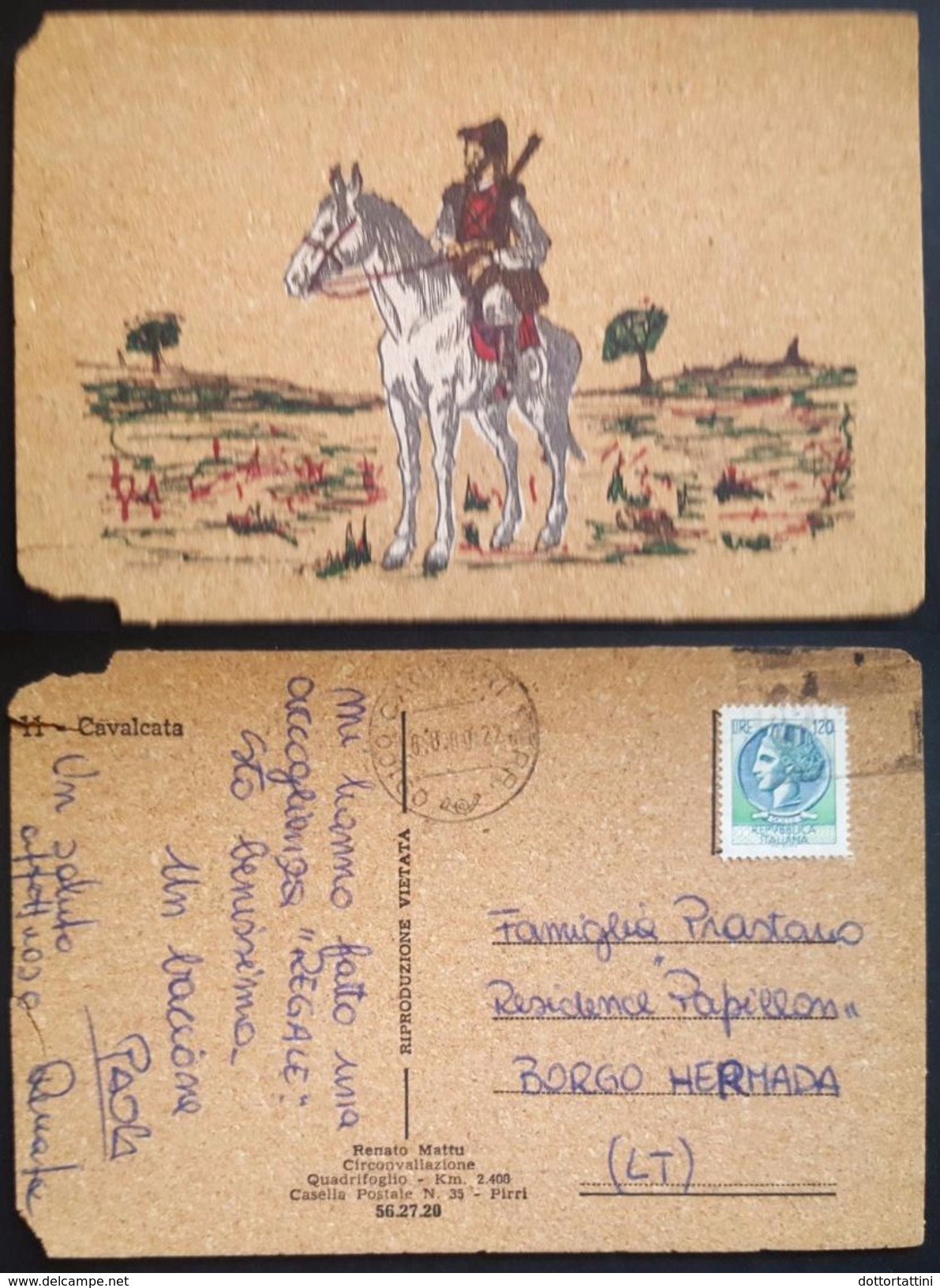 Sardegna - Costumi Sardi - Cavalcata - Cartolina In Sughero - Postcard In Cork - Carte En Liege - Horse Chevaux ITALY Vg - Altri & Non Classificati