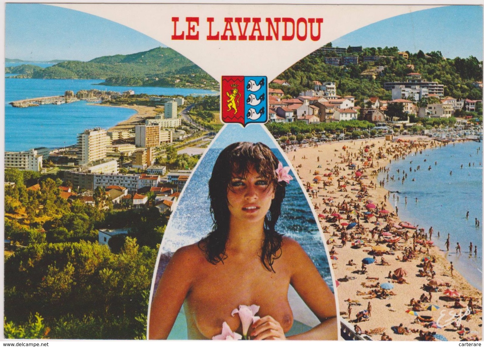 83,VAR,LE LAVANDOU,PLAGE,FEMME PIN UP,SEXY,NATURISTE,NU,NUE - Le Lavandou