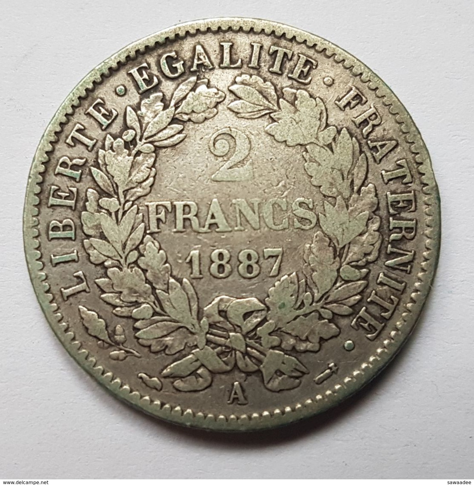 PIECE - FRANCE - 2 FRANCS - CERES - 1887A - GRAVEUR E.A.OUDINE.F - ARGENT - Autres & Non Classés