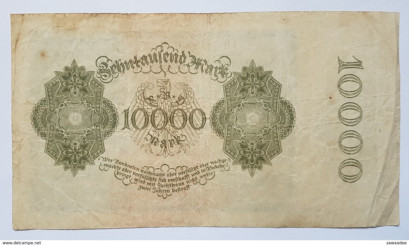 BILLET - ALLEMAGNE - REPUBLIQUE DE WEIMAR - P.72 - 10000 MARK - 19/01/1922 - 10000 Mark