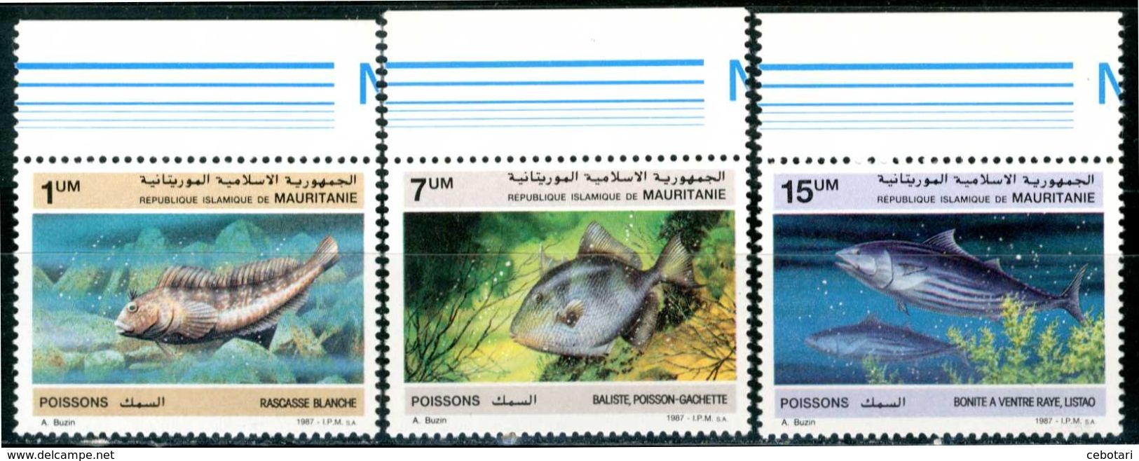 MAURITANIE 1987** - Pesci / Fish - 3 Val. MNH Come Da Scansione. - Pesci