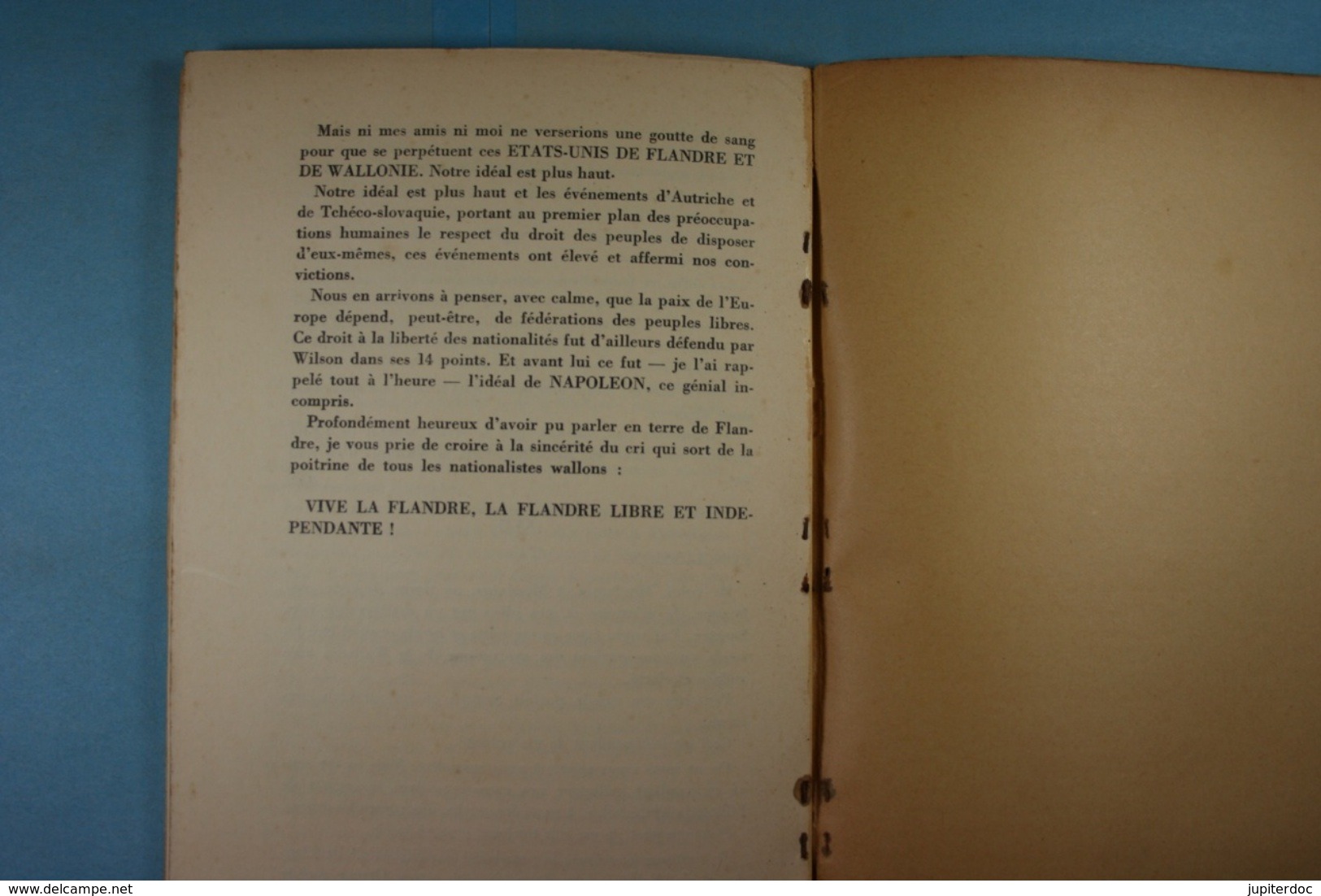 Paroles D'un Wallon Au Peuple Flamand Raymond Colleye 1939 - Politique