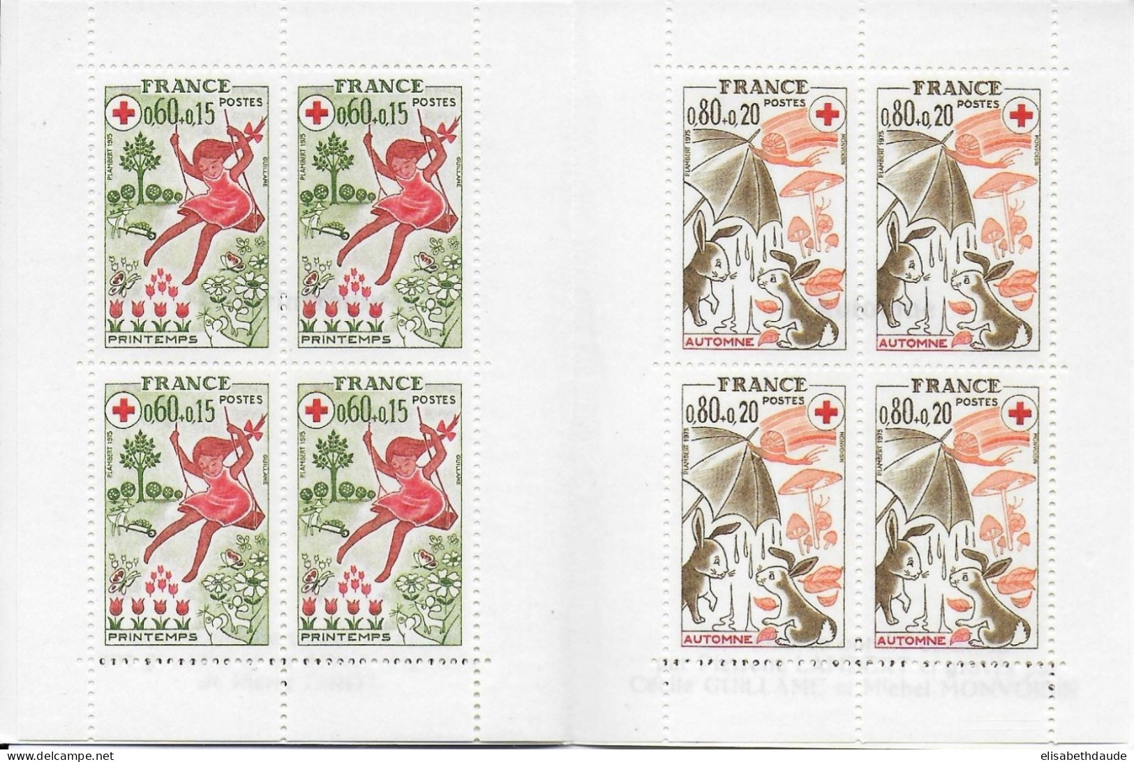 1975 - PORT GRATUIT à PARTIR 5 EUR D'ACHAT / FREE POSTAGE IF YOU BUY MORE 5 EUR ! - CARNET CROIX-ROUGE - RED CROSS - Croix Rouge