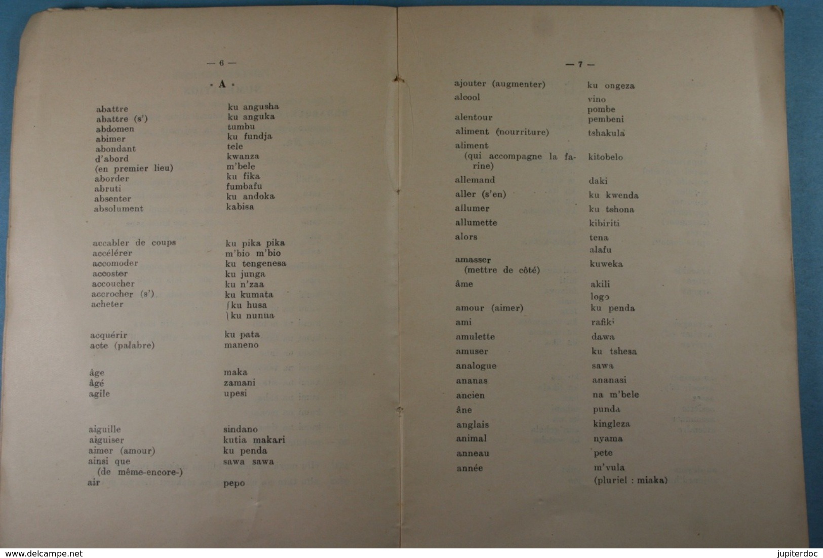 Vocabulaire Français Kiswahili (et Bemba) Eléments De Conversation 1929 - Andere & Zonder Classificatie