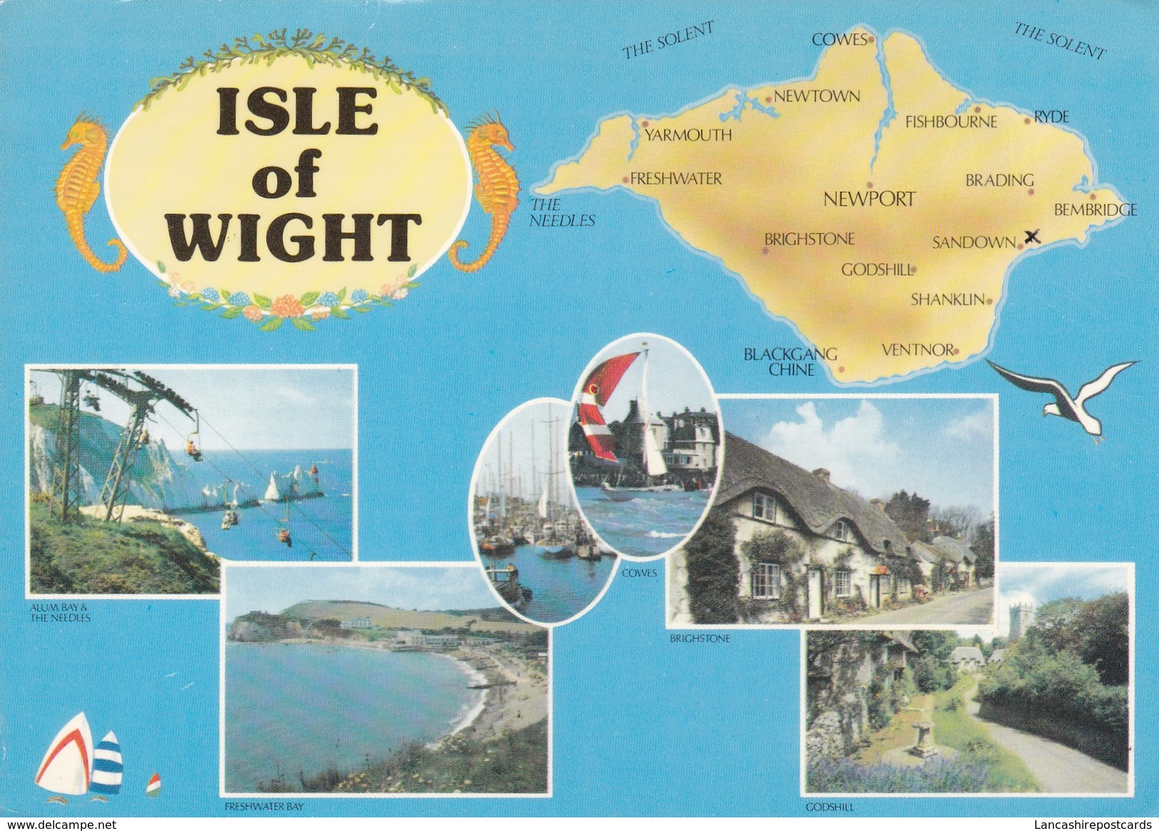 Postcard Map And Multiview The Isle Of Wight  My Ref B22011 - Mapas