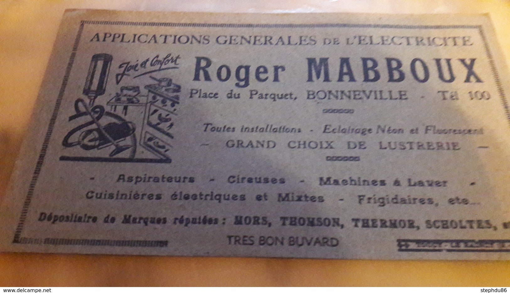 Buvard Roger MABBOUX Applications Générales De L'électricité Roger MABBOUX, Grand Choix De Lustrerie, Aspirateurs Etc... - Electricité & Gaz