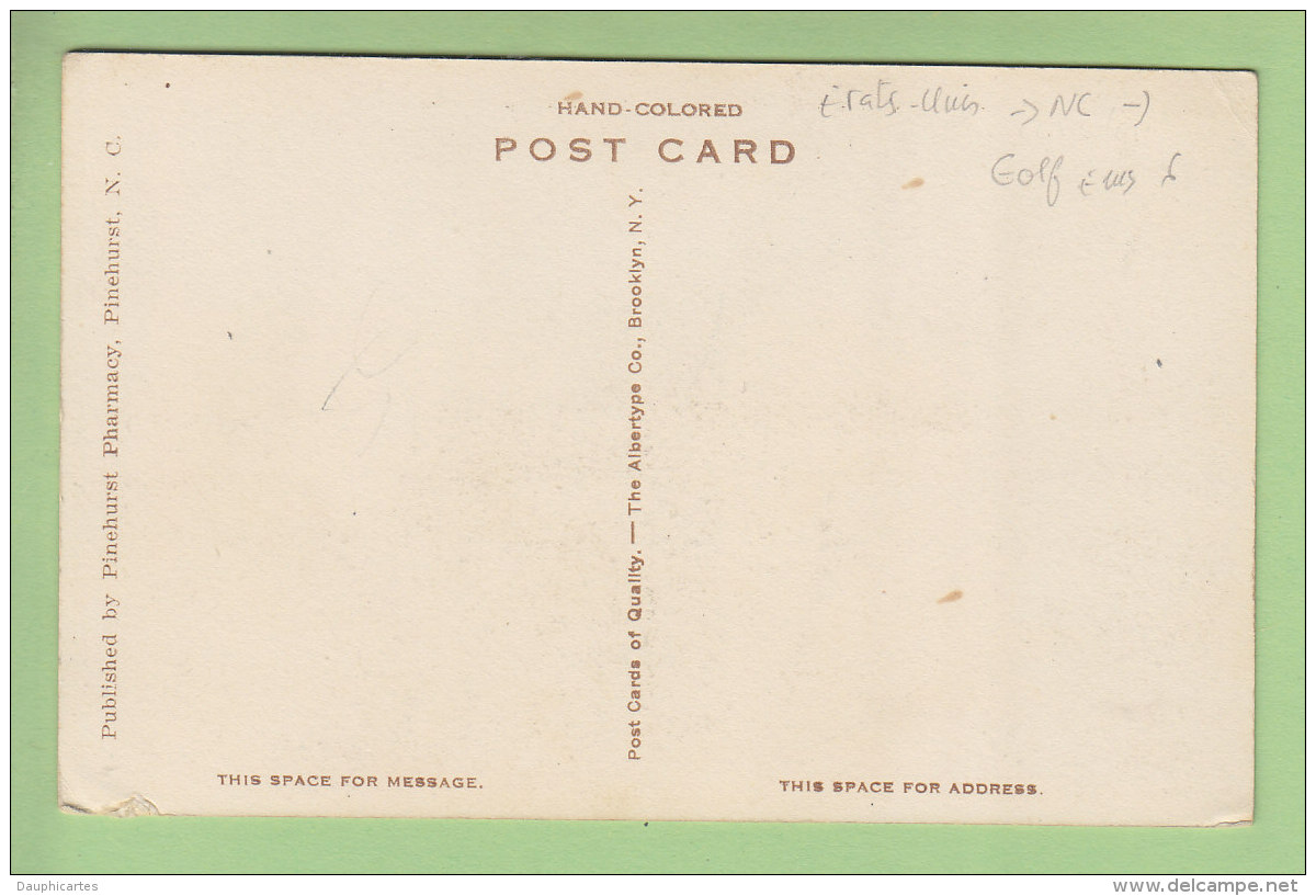 PINEHURST : Golf, Course 2, Bunker And Water Hazard, 16th Hole. Peu Courant. 2 Scans. Edition Pinehurst Pharmacy - Autres & Non Classés