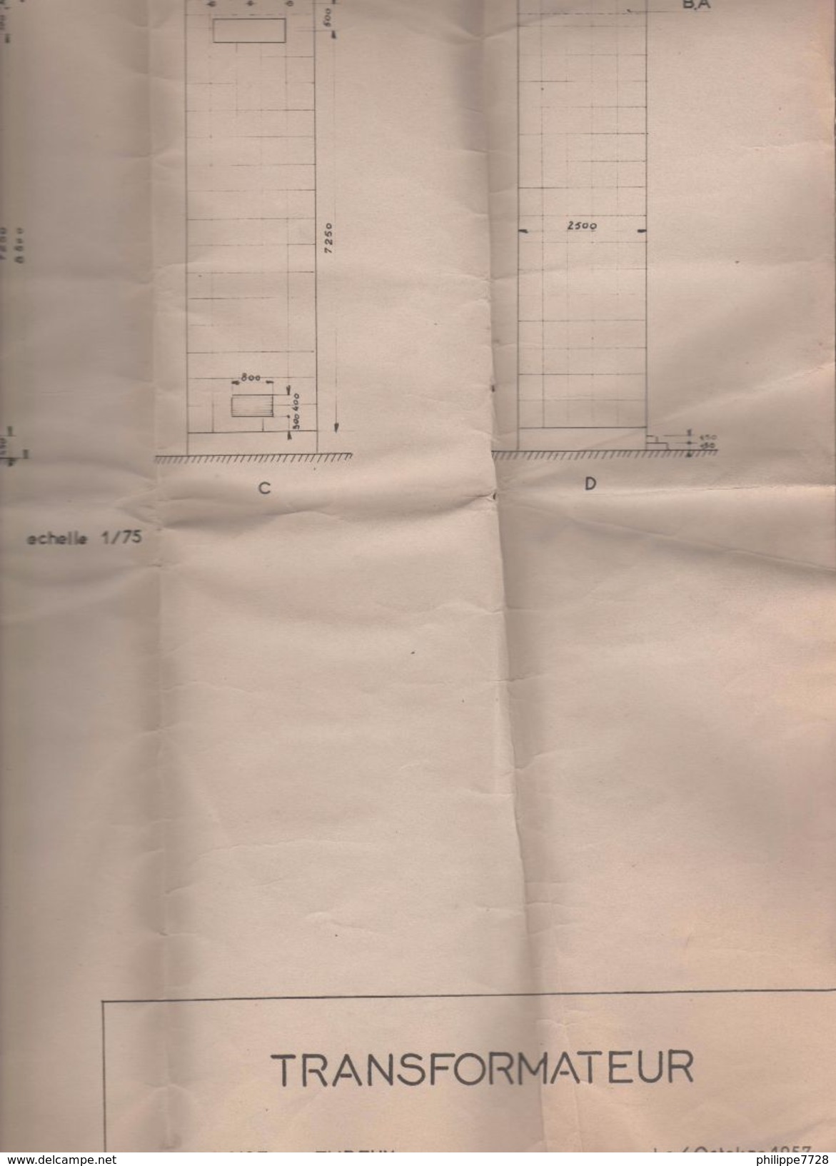Plan Technique Transformateur 1957 Evreux (27) - Public Works