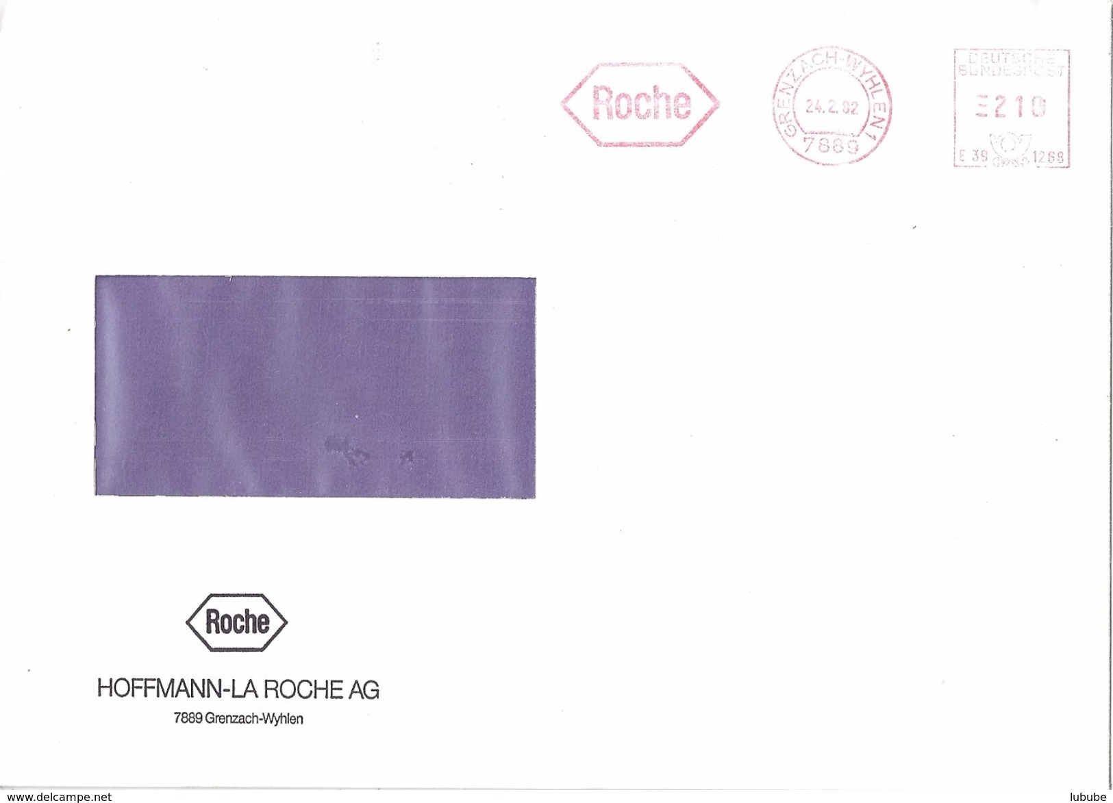 Freistempel  "Hoffmann-La Roche AG, Grenzach-Wyhlen"           1992 - Lettres & Documents