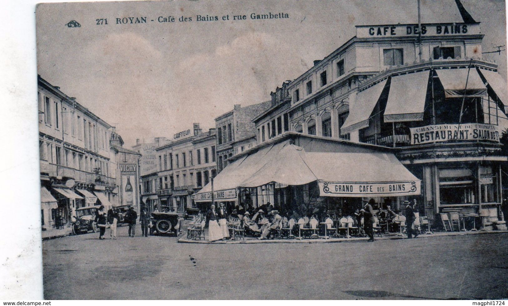 Cpa(17)--royan - Cafè Des Bains Et Rue Gambetta ( Sepia Tres Ani..) - Chypre
