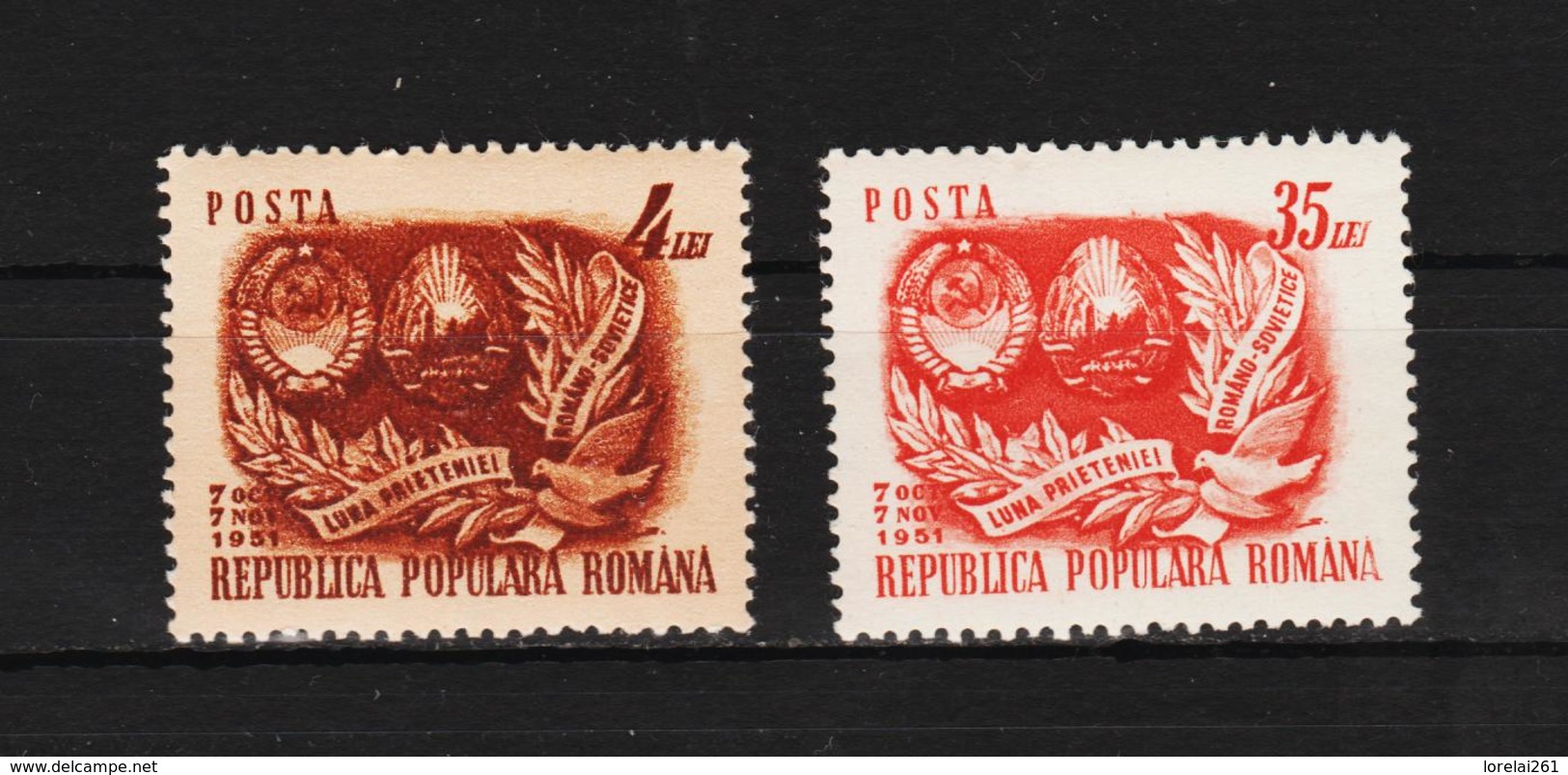 1951 - Mois De L Amitie Romano-sovietique Mi No 1292/1293 Et Yv No 1179/1180 MNH - Neufs