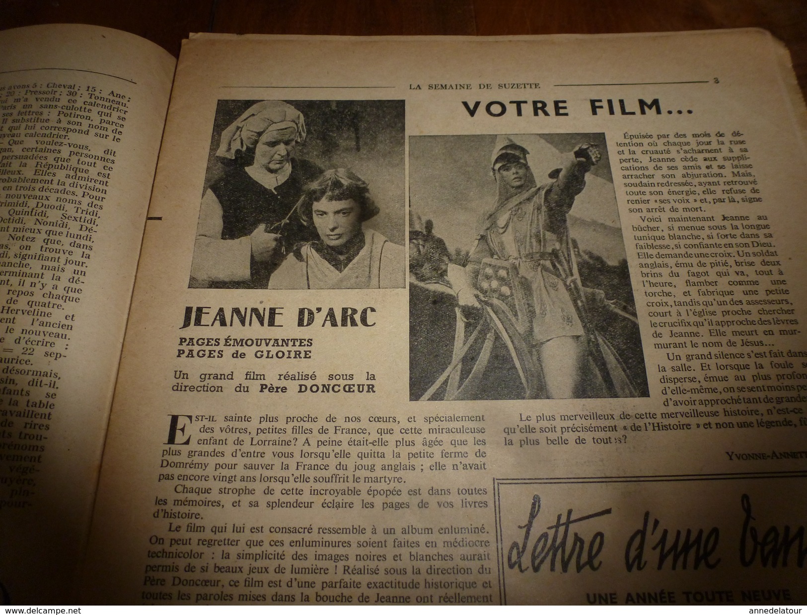 1950  LSDS  (La Semaine De Suzette) Calendrier 1793; Film JEANNE D'ARC; En Oubangui-Chari; Etc - La Semaine De Suzette