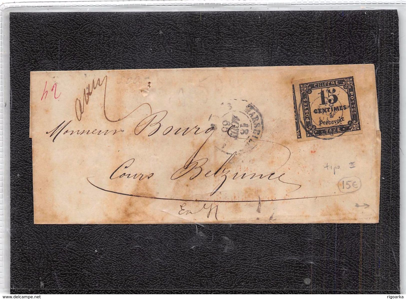 FRANCE TAXE Nº 3 SUR LETTRE. BON REVERS - 1859-1959 Cartas & Documentos