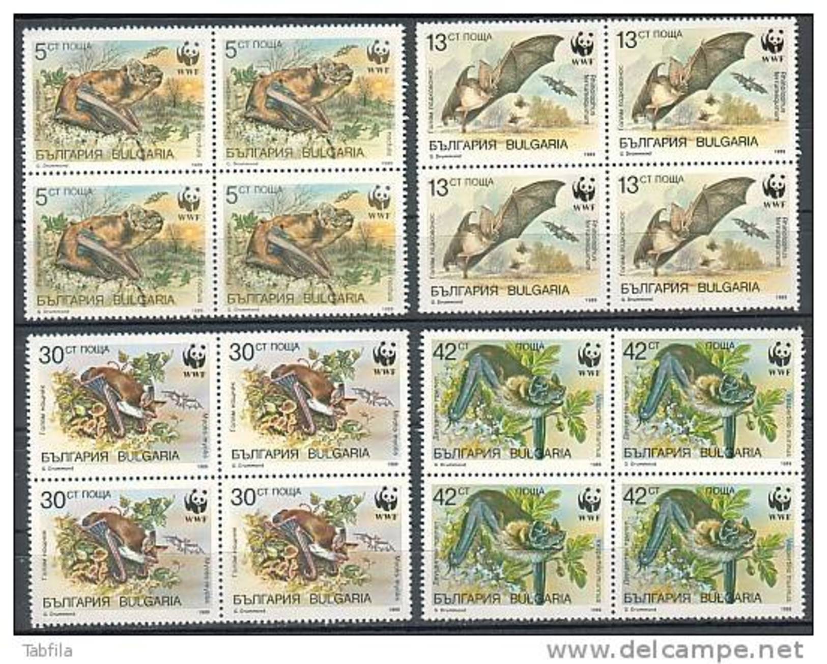 BULGARIA \ BULGARIE - 1989 - WWF - Protection De La Nature - Chauves-souris - Bl.de 4 - Chauve-souris