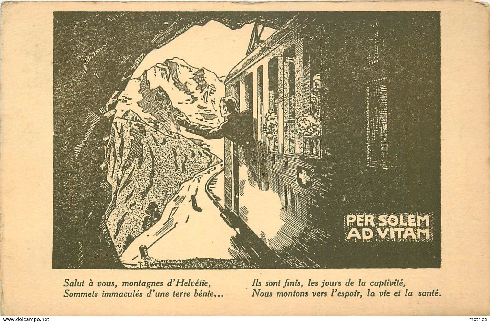 SUISSE 1914/18 - Unions Chrétiennes De Jeunes ,commission Romande Des Prisonniers Malades,carte Illustrée Par Un Train. - Guerre 1914-18