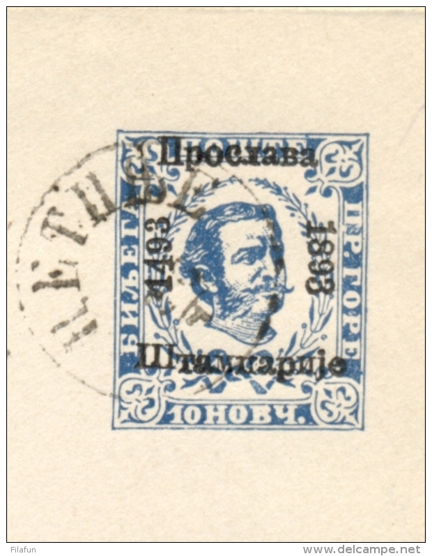 Montenegro - 1893 - 10 Nkr Pre-printed Cover With Overprint - Cancelled, Not Sent - Montenegro