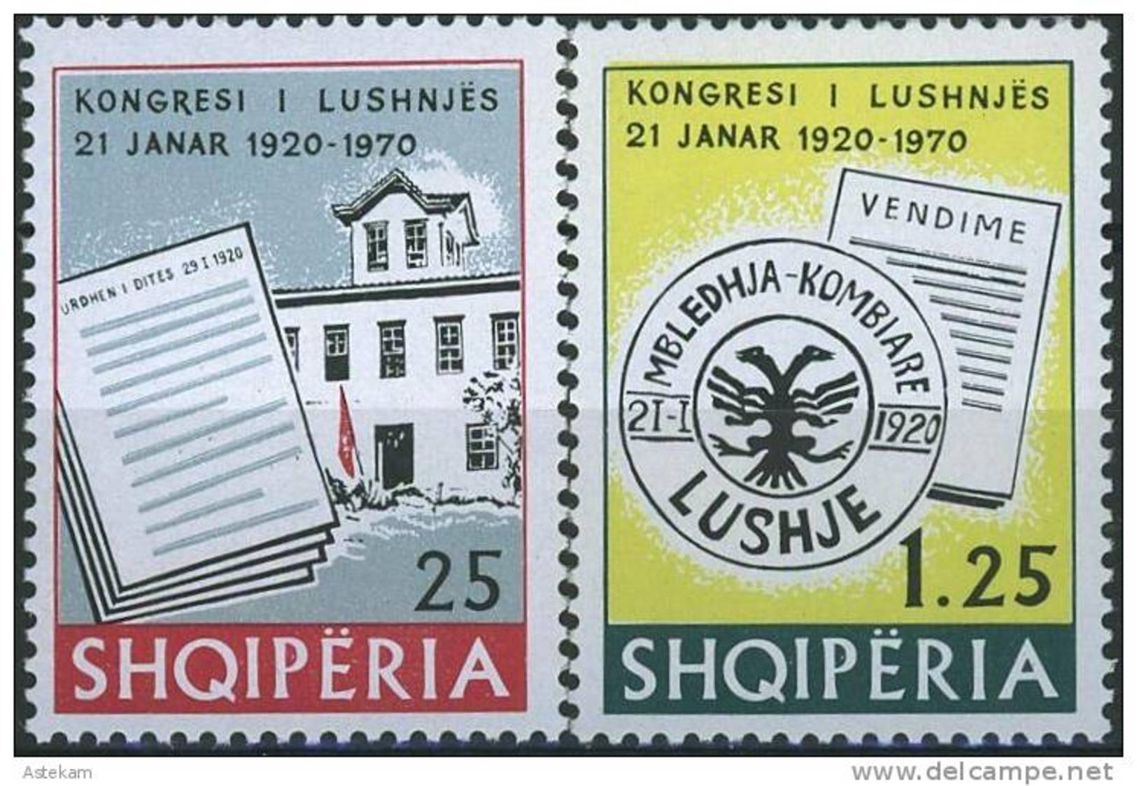 ALBANIA 1970, 50 Years Since The CONGRESS In LUSHNJA, COMPLETE, MNH SET, GOOD QUALITY, *** - Albania