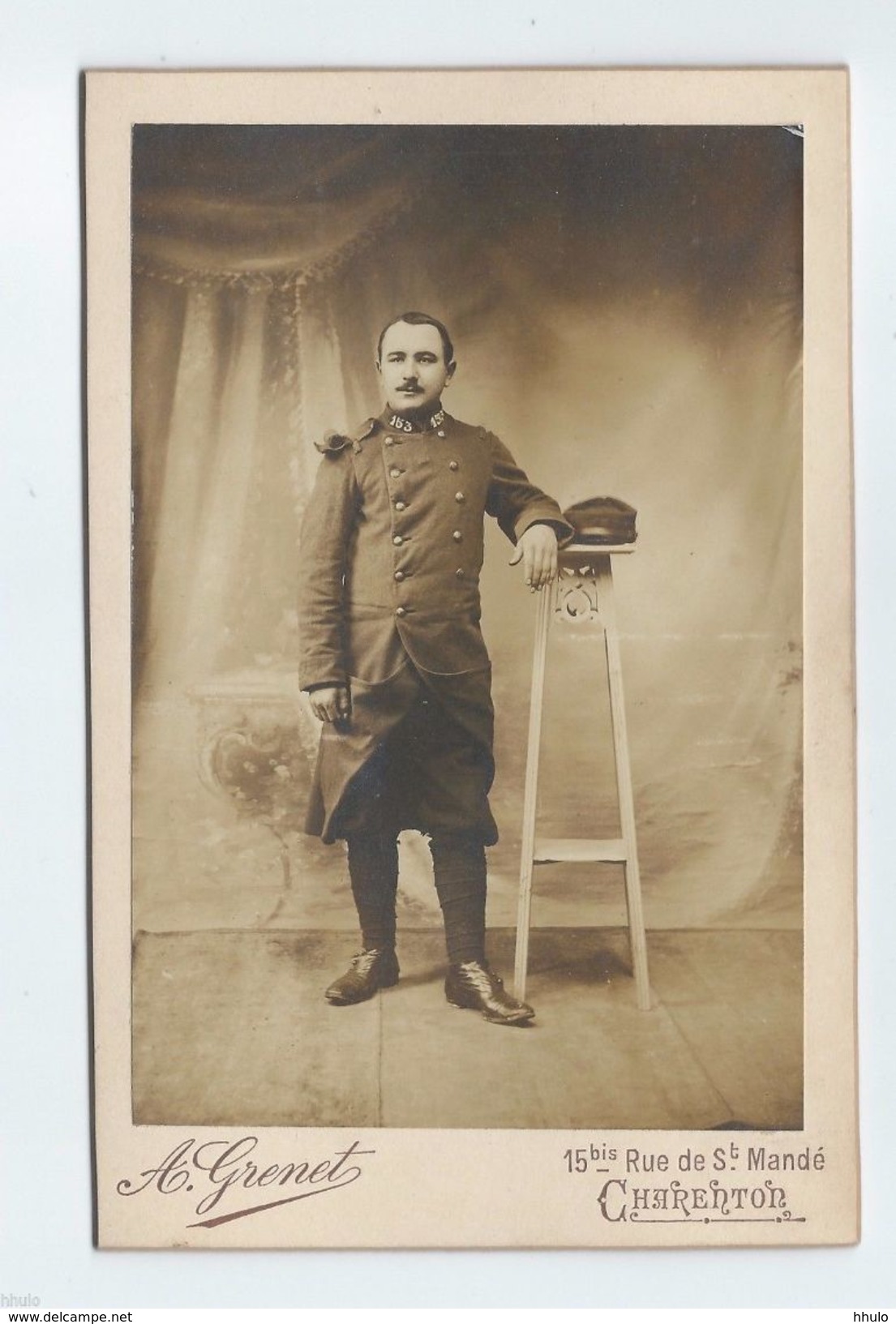 C903 Carte Cabinet Card Photo Vintage Homme Militaire Grenet à Charenton - Lieux