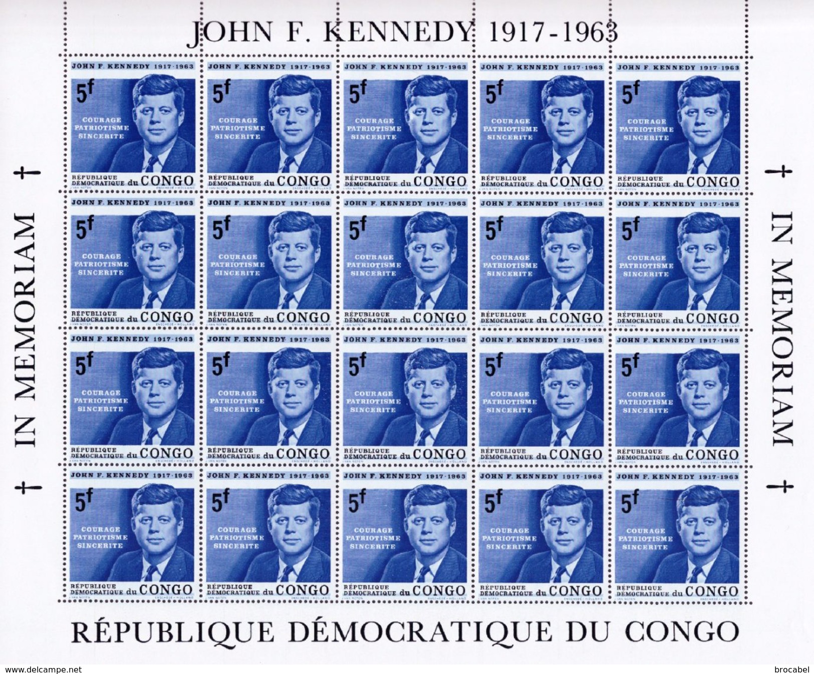 Congo 0567** Kennedy Full Set Sheet De 6x20 - MNH - - Neufs