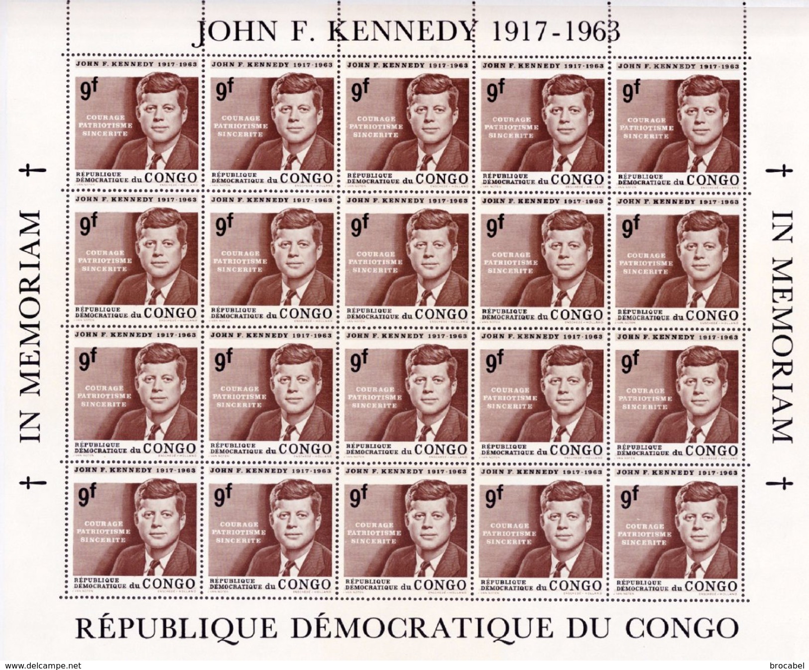 Congo 0567** Kennedy Full Set Sheet De 6x20 - MNH - - Neufs