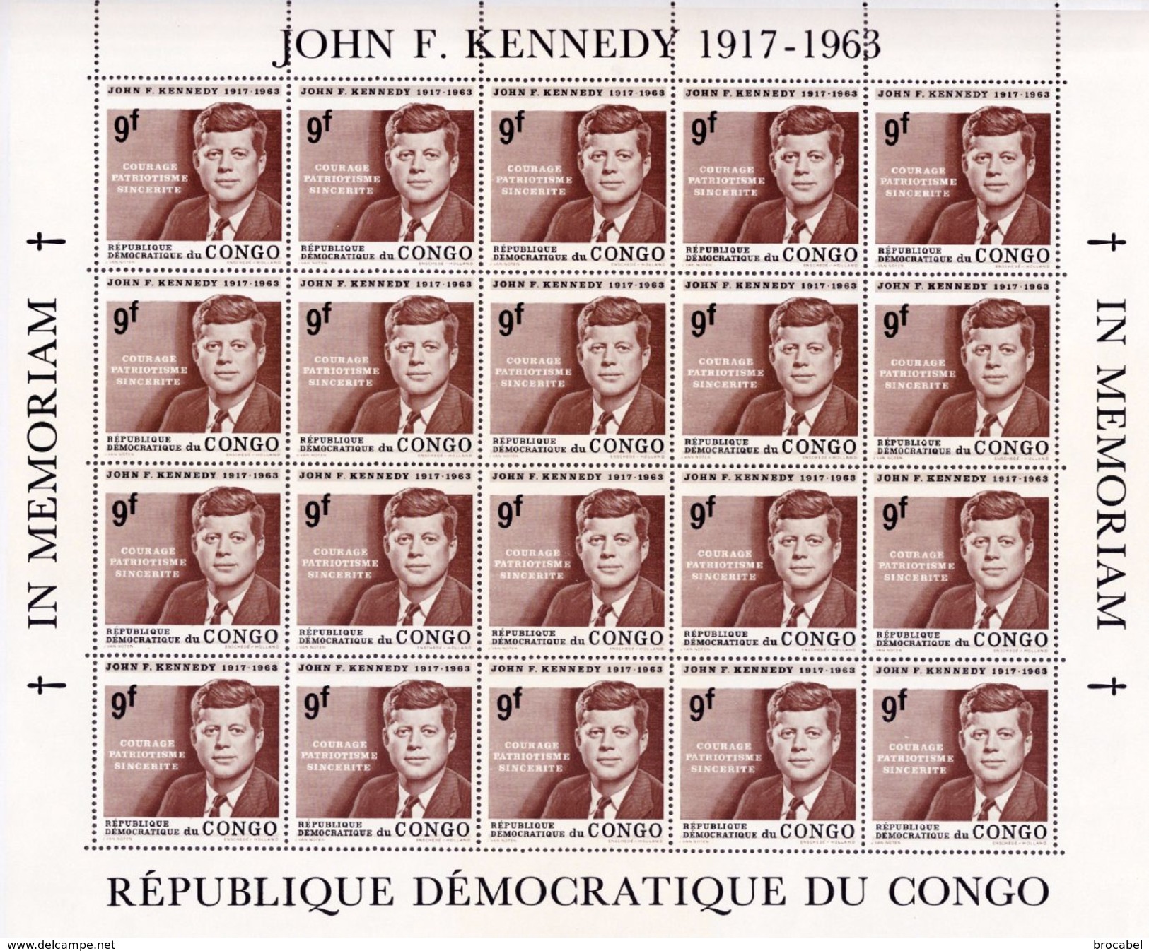 Congo 0567** Kennedy Full Set Sheet De 6x20 - MNH - - Nuevas/fijasellos