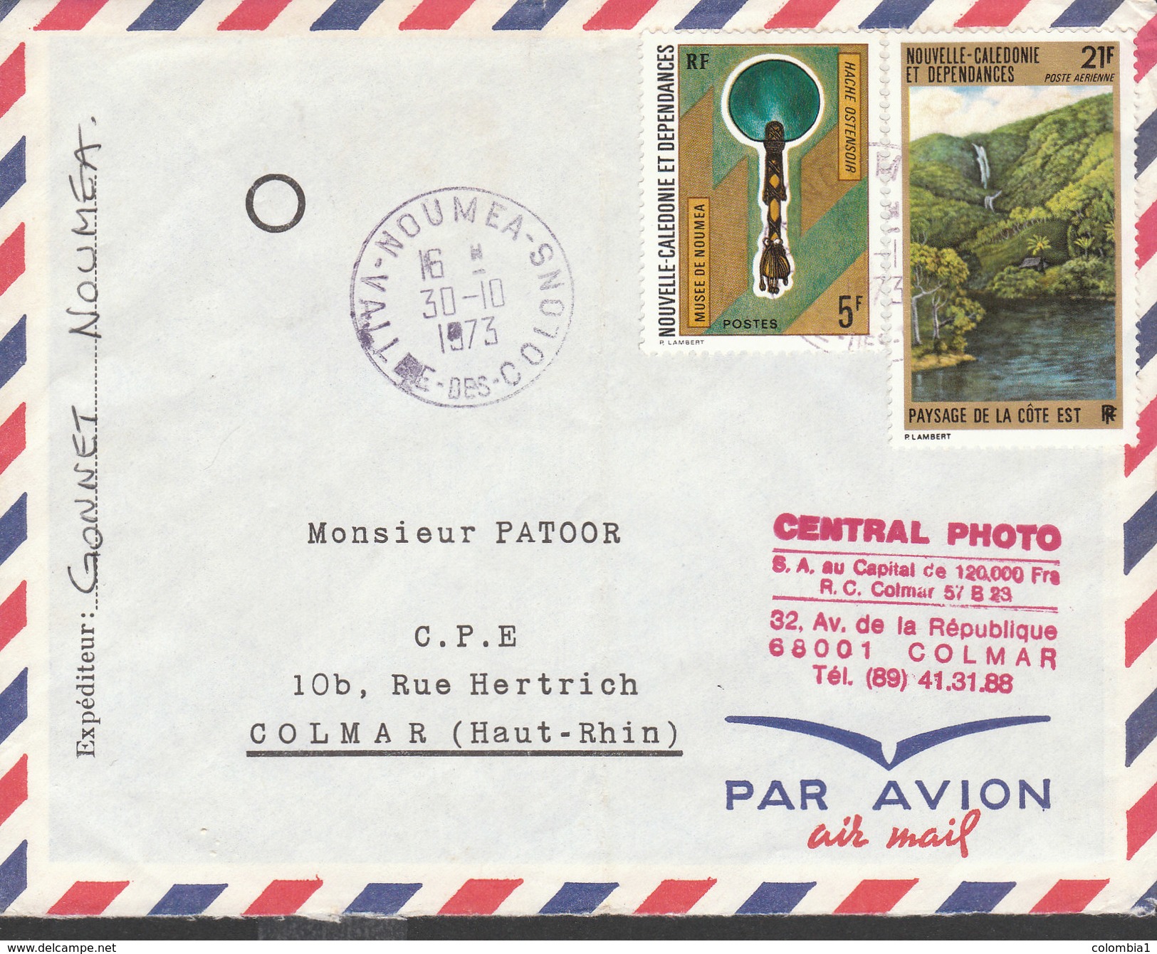 NOUVELLES CALEDONIES Lettre De NOUMEA Du 30 / 10 /1973 - Storia Postale