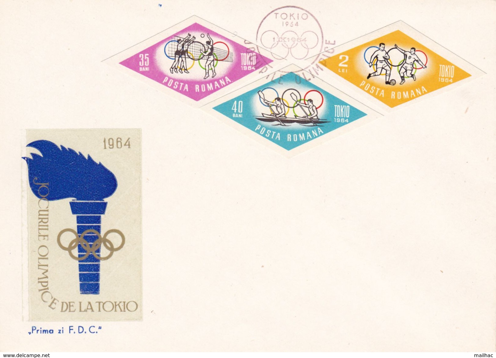 FDC - ROMANIE 1964 - Jeux Olympiques De TOKYO - Série De  Enveloppes De 16 Timbres - FDC