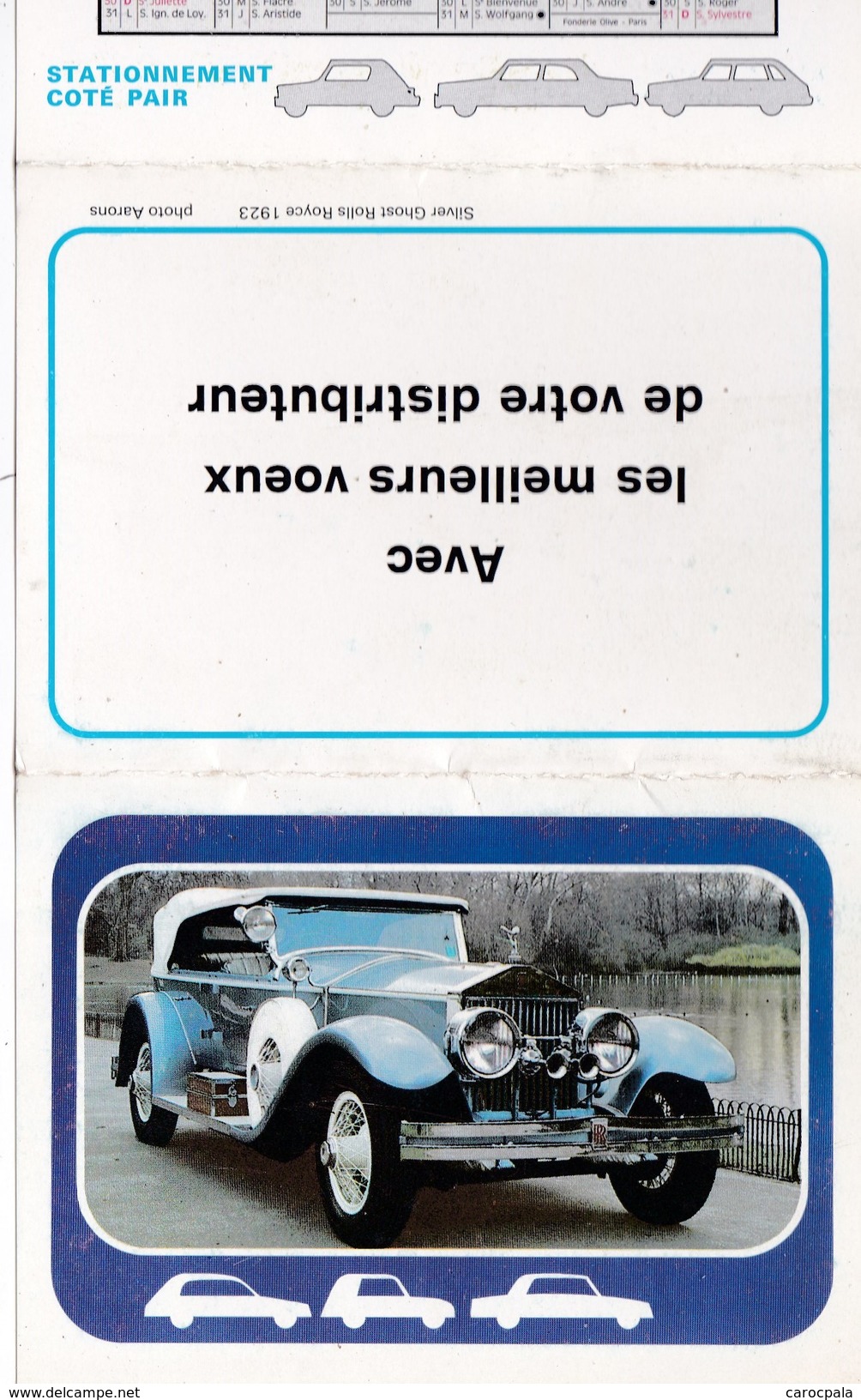 Calendrier 1978 Automobile,traction Rolls Royce De 1923 (a L'intérieur Code De La Route Signalisation) - Petit Format : 1971-80