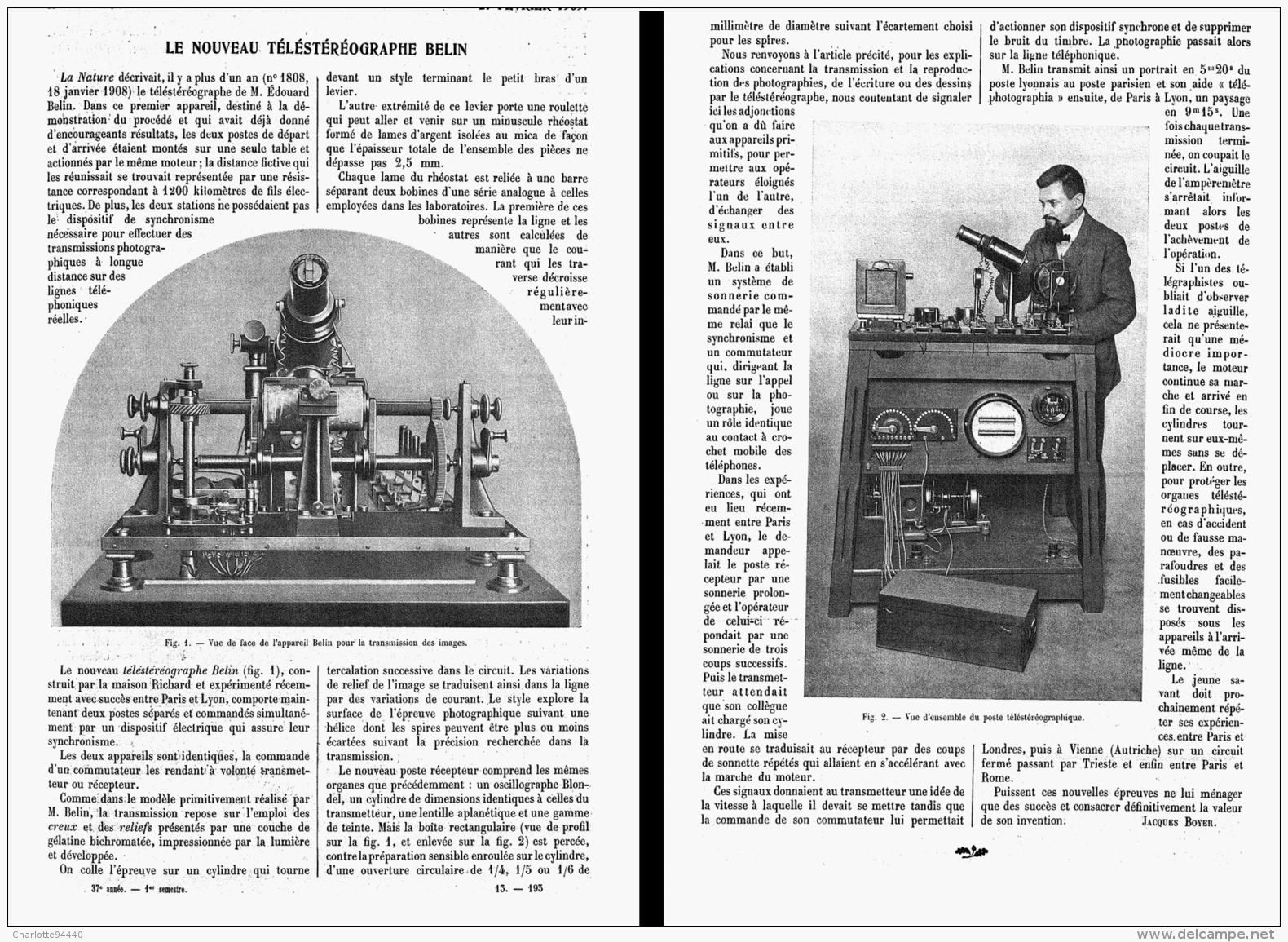 LE NOUVEAU TELESTEREOGRAPHE " BELIN " 1909 - Other & Unclassified