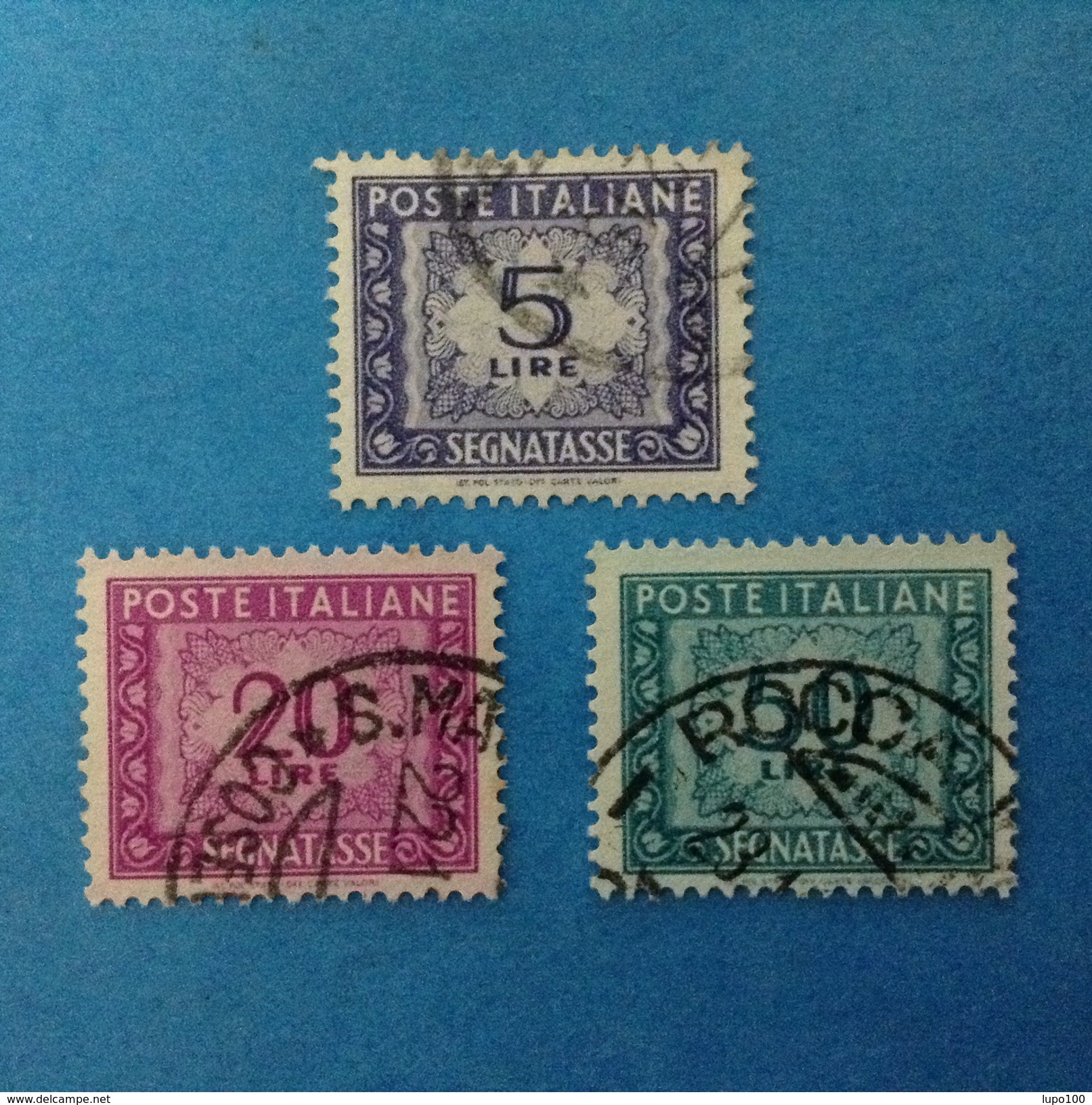 1947 ITALIA FRANCOBOLLI USATI STAMPS USED - SEGNATASSE RUOTA 3 VALORI 5 20 50 LIRE - 1946-60: Afgestempeld