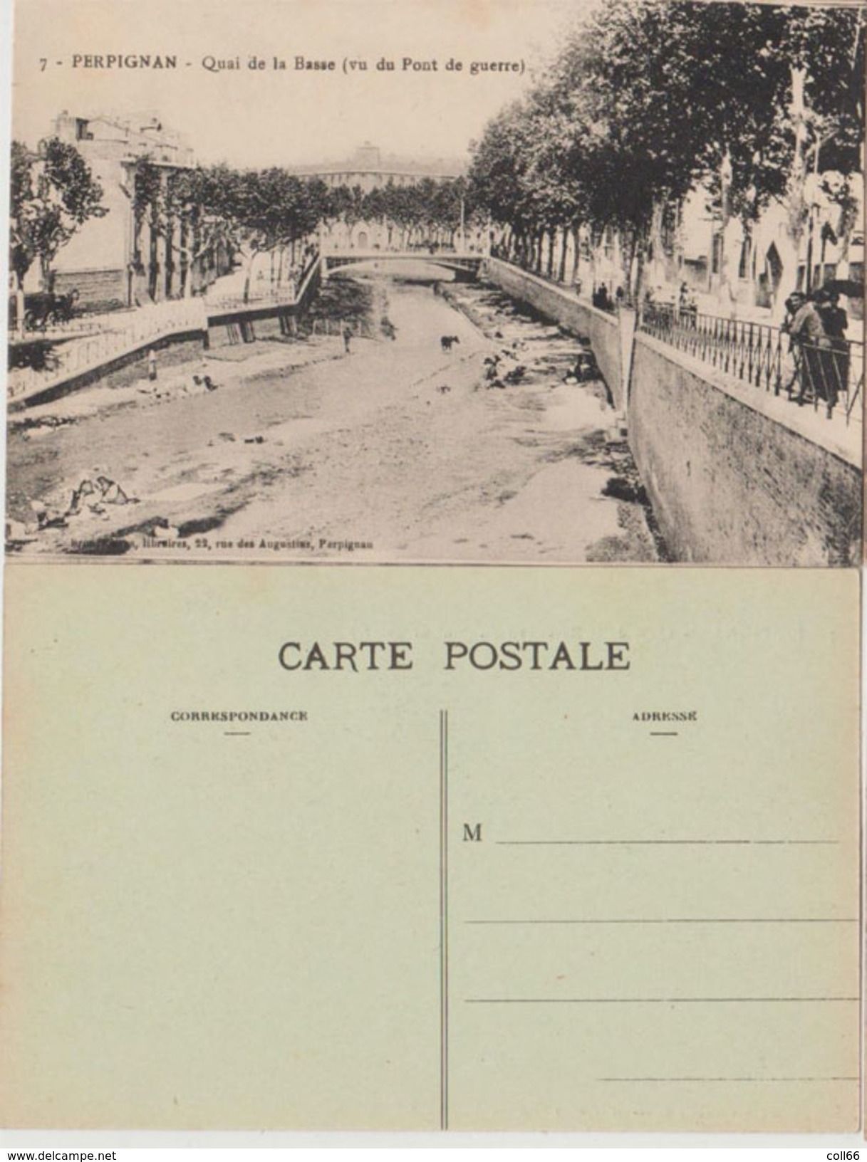 66 Perpignan Quai De La Basse Vu Du Pont De Guerre Cpa  éditeur Brun Perpignan N°7 - Perpignan