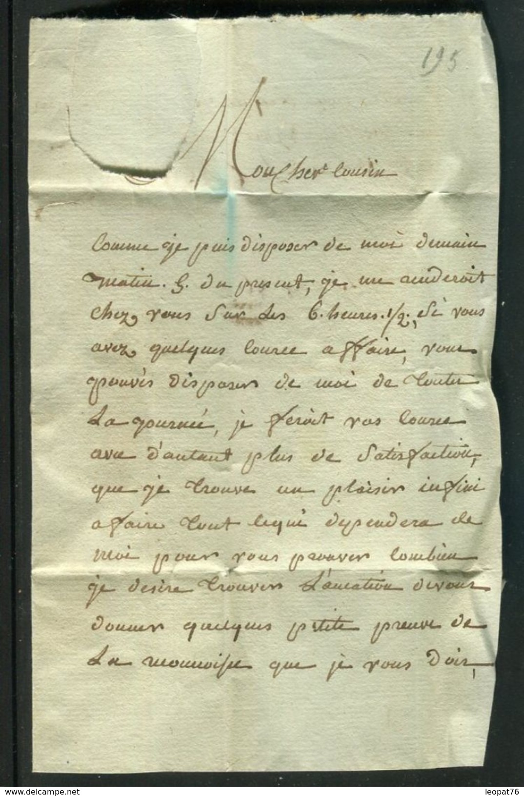 France - Lettre Avec Texte De Paris Pour Paris En 1786 , Cachets De La Petite Poste De Paris - Ref N 127 - 1701-1800: Vorläufer XVIII