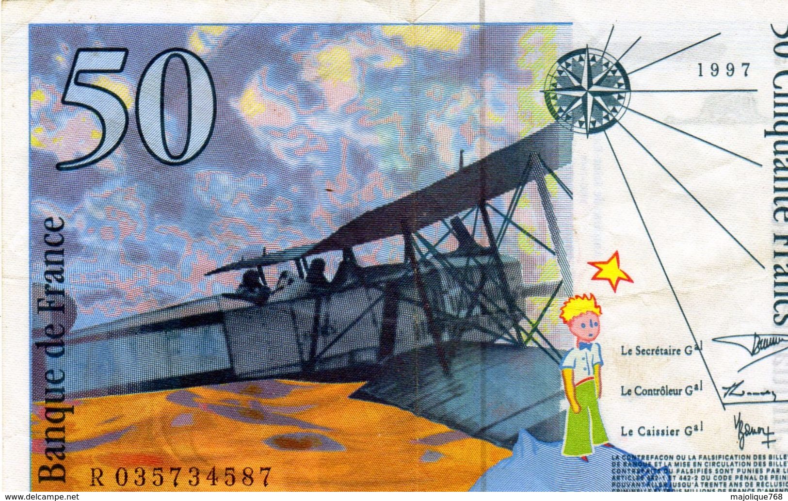 Billets  Français -  50 F 1997 ''St Saint-Exupéry'' - - 50 F 1992-1999 ''St Exupéry''