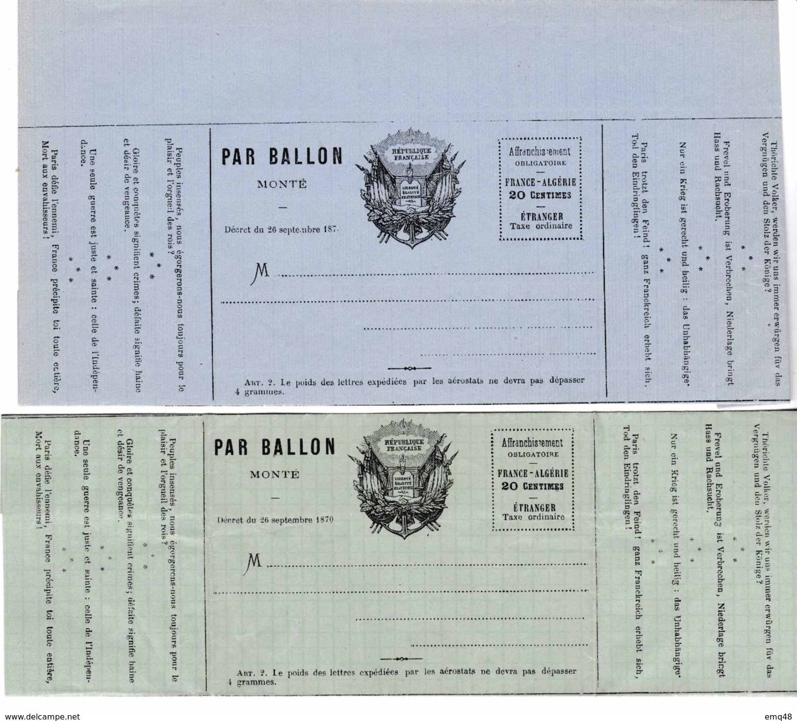 210 - FRANC-MACONNERIE (MASONIC) : Formulaires De BALLONS MONTES Avec SYMBOLES (4 Documents) - Francmasonería