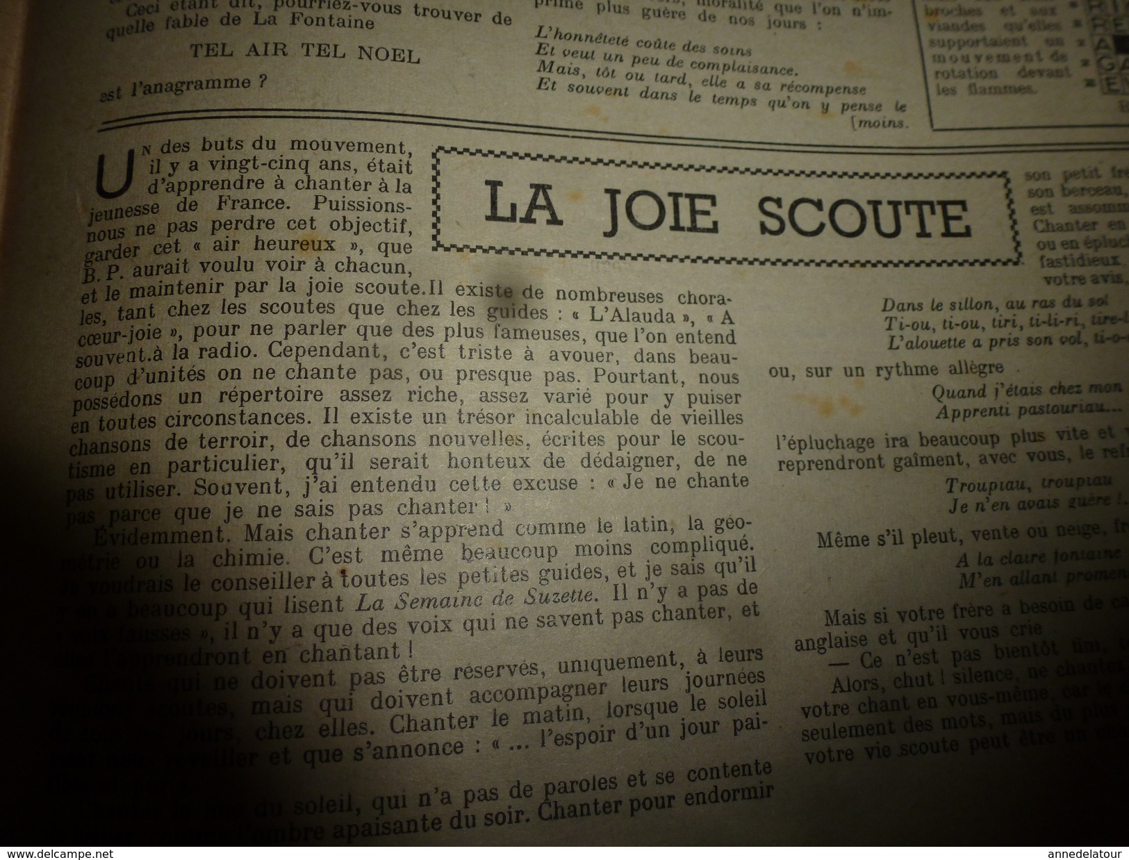 1949  LSDS; Cilette, La Petite Raccommodeuse De Poupées; La Joie SCOUTE  (L'Alauda , A Coeur-Joie ) ; Etc - La Semaine De Suzette